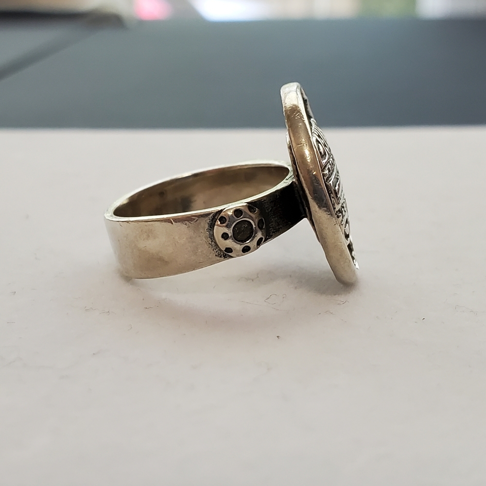 Silpada Aztec Mosaic Oxidized Sterling Silver Ring Approx.  Size 7 - Picture 10 of 15